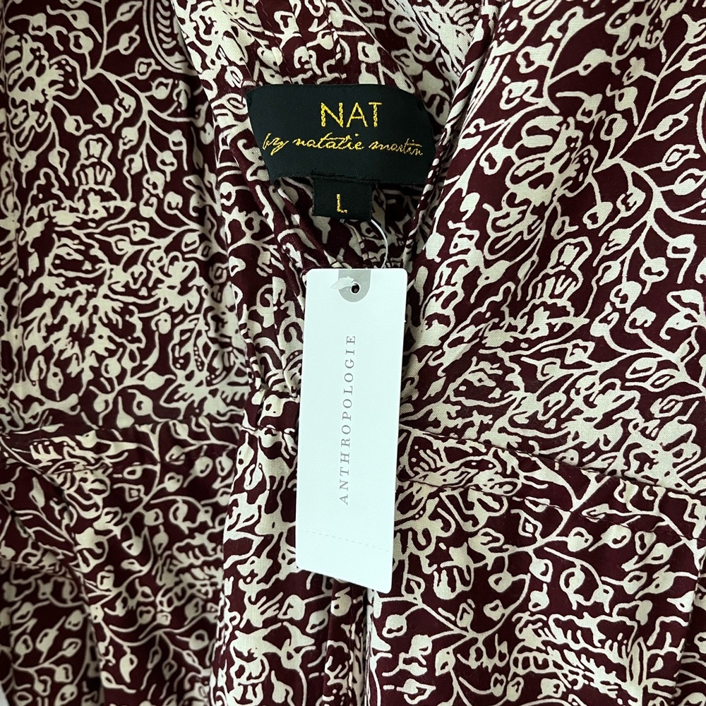 NWT Anthropologie / Nat by Natalie Martin Burgundy and Cream Maxi Dress - Picture 4 of 10